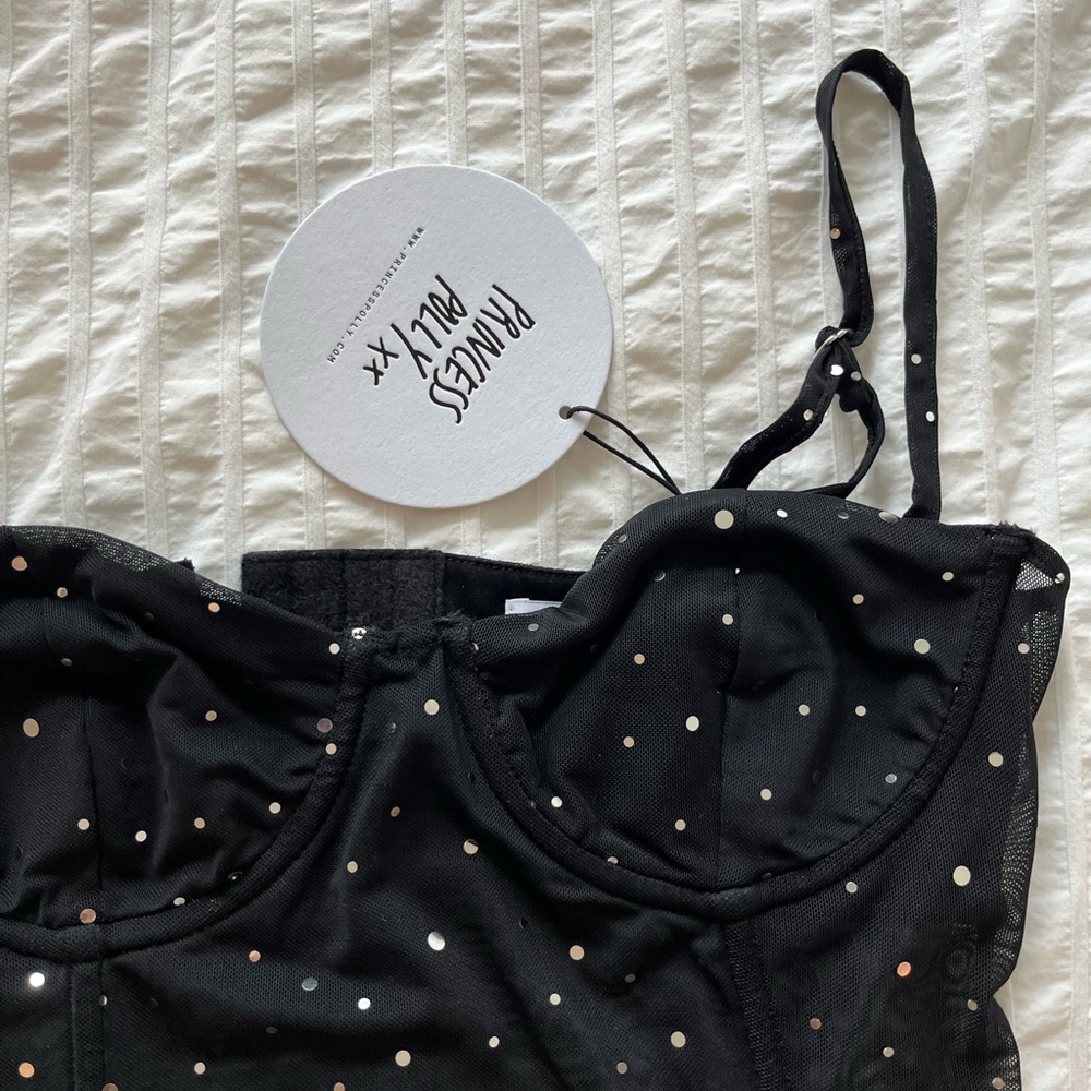 Princess Polly Black Polka Dot Mesh Bustier Cami - Picture 5 of 10
